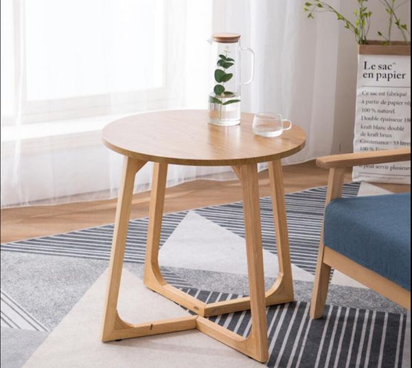 Mesa de té redonda de madera contemporánea para sala de estar y comedor de hotel: muebles de mesa de centro elegantes y con estilo con diseño moderno