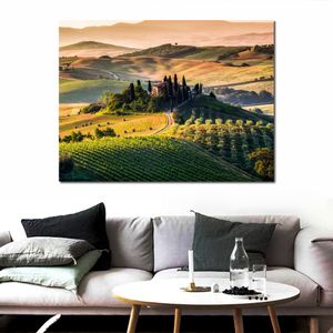 Contemporain Scenic Landscape Canvas Wall Art Toscana Impressionist Handmade Colorful Artwork for Nursery Room