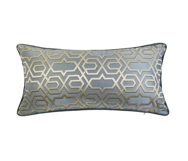 Funda de almohada de cintura geométrica azul gris suave contemporánea 30x50 cm Home Living Deco Sofá Coche Silla de estar LumbarCushion Cover Sell by5301662