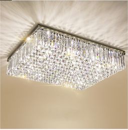 Luz de techo de cristal cuadrada contemporánea Lámpara de cristal K9 Luz de cristal LED de lujo para sala de estar Dormitorio