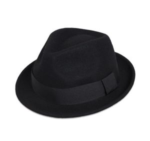 Contemporáneo Borry Brim Fedora Classic Wool Black Wool Casual Fedora Hat Wool FIENTE GIRL BRITÁNICO TRILBY TOMA TRENDADO MAN MAN BOATER HAT 24045651