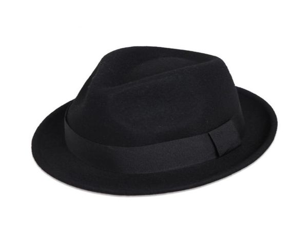 Contemporain Stariny Brim Fedora classique Black Wool Fedora Hat Fedora Wool Felt British Girl trilby Top Hat Trendy Man Boater Hat 27763245