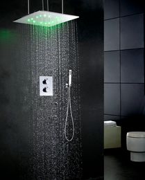 Ensemble de robinets de douche thermostatiques contemporains pour salle de bains, pomme de douche sensible à la température LED, boîte intégrée, mitigeur de douche 002T-20WMIL-F