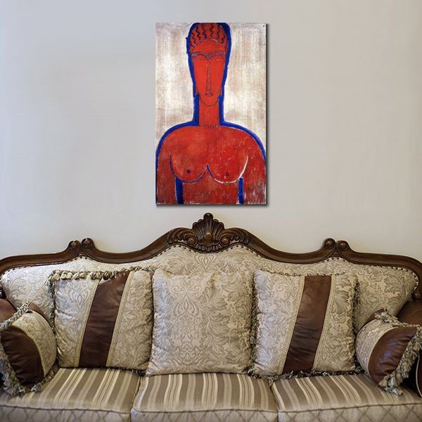 Arte de pared contemporáneo Big Red Buste Amedeo Modigliani Famosa pintura de la música moderna decoración de la habitación moderna
