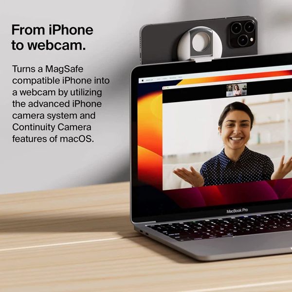 Montage de la caméra de continuité, montage magnétique compatible avec Magsafe pour l'iPhone 12, 13, 14 MacBook, monture de webcam iPhone