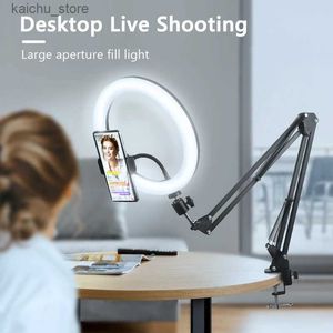 Éclairage continu 10 pouces Lumière à anneau de selfie avec support mobile support de support de bureau de bureau LED LED LED LET pour la diffusion en direct Y240418