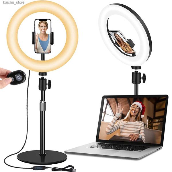 Éclairage continu 30 / 26cm Circulaire vidéo LAMBRE ÉCLAIRAGE AVEC SOURT DE BURANT TRIPOD MOBILE TELLE MOBILE POUR ZOOM Streaming en direct Y240418