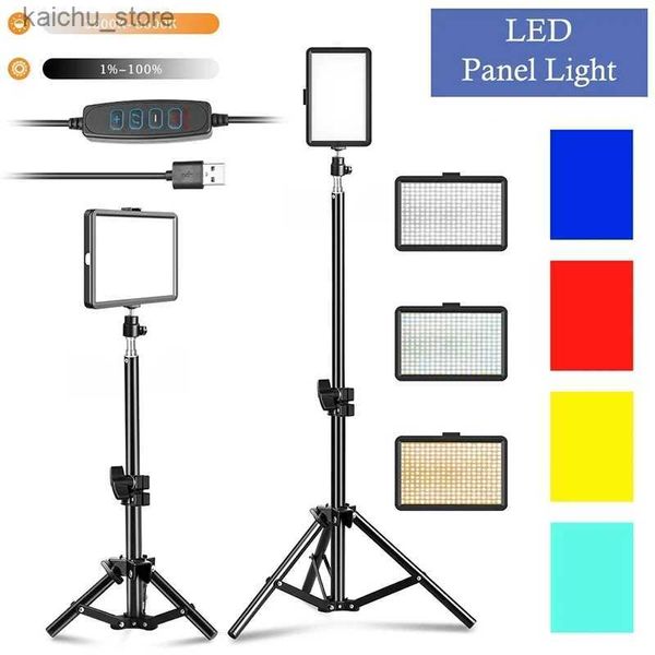 Éclairage continu 6 8 8 Panneau LED Light Selfie Éclairage réglable Vidéo PHOTO Studio Broadcast Live Ferming Light Three Color Tripod Y240418