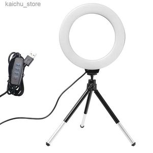Continu-verlichting 6-inch ringlicht met statief LED-lichtring Licht gebruikt voor fotografie Selfie Ring Light Y240418