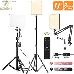 Éclairage continu LED remplissage lampe vidéo Panneau d'éclairage Bi-couleur 2700K-5700K Photography Lighting Live Stream Photo studio Light with Stand Eu Plug Y240418