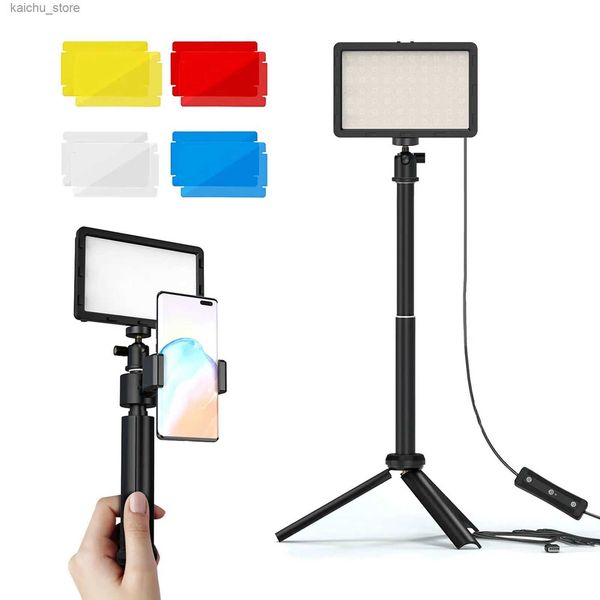 Éclairage continu LED Photo Studio Panneau vidéo Éclairage de photographie Kit d'éclairage avec stand Tripod Stand RVB Filtre pour la prise de vue en direct YouTube Y240418