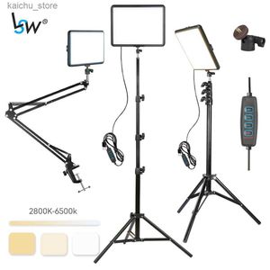 Iluminación continua LED Video Light Panel Studio Relling Kit de iluminación para grabación de video Selfies Selfies Trípode Long Arm Y240418