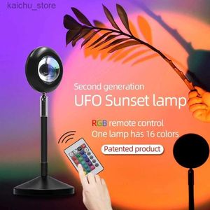 Éclairage continu Nouveau Button USB Rainbow Sunset Projecteur Atmosphérique LED NIGHT LEIL VIE FAMILLE PROJET SUN COUTRA