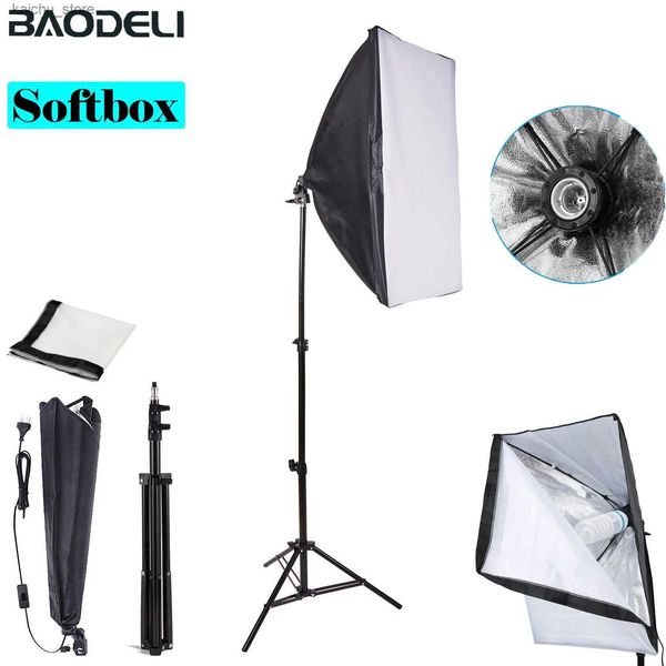 Éclairage continu Photographic Equipment Photo Studio Photography Box Box Kit avec Triopod Video 50x70cm Softbox Photo Boîte avec porte-lampe E27 Y240418