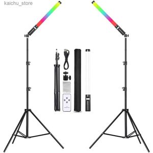 Éclairage continu RGB LED VIDEO STANT Light With Trépied Party Couleur Lumière Remplissage Light Handheld Flash Photography Light Y240418