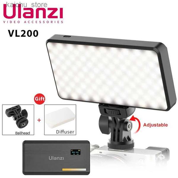 Iluminación continua Ulanzi VL200 2500K-9000K LECHE CAMERA LED CON CORREDO TIELO CONTRIGO 360 Cabezal Bola Luz de video LED dimmable con difusor suave Y240418