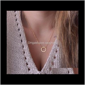 Gecontracteerde mode -lus ketting eenvoudige sleutelbeen gedraaide ketting gouden ronde charme hanger cirkel sir vrouwen geschenken kettingen feest iy5yl vd7z2