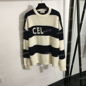 Contrast Kleurbrief Pullover Sweaters Stripe Stripe Sweaters lange mouwen Vrouwen Casual Home Warm Sweater Designer Designer Kleding Wool Knited Tops