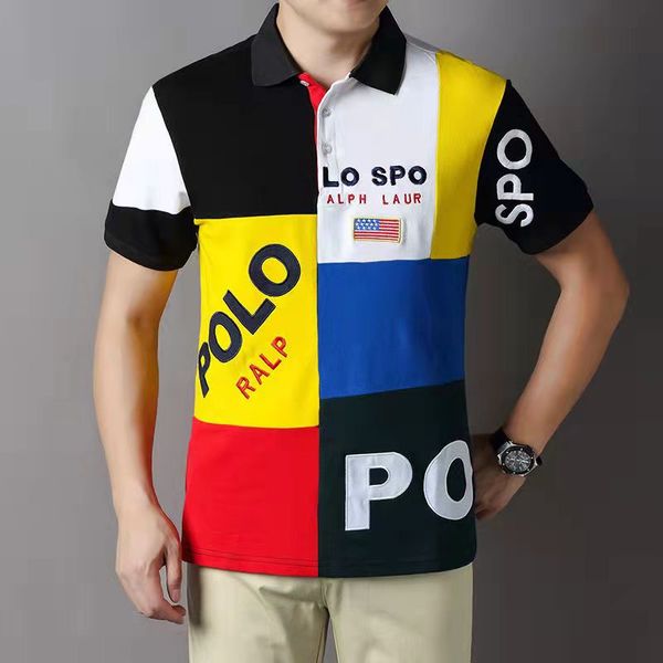Polos pour hommes de couleur contrastée T-shirt 100% coton à manches courtes Couleur contrastée Sports européens Loisirs Mode Commerce extérieur américain s-6XL