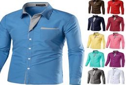 Contraste Color Men039s Camisa Raya Manga larga Hombres Negocios Ocio Cita hermosaLa logística Por favor contáctenos8114526