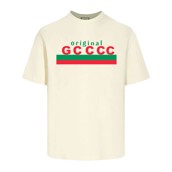 Contraste de color rojo verde con letras diseñador de manga corta GGity moda camiseta marca primavera verano tendencia para hombres y mujeres camiseta de algodón puro