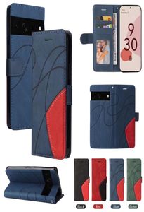 Étui portefeuille en cuir rétro de couleur contrastée pour porte-cartes de crédit, étui pour Google Pixel 7 Pro 6 5A 5, support de téléphone Conque7124944