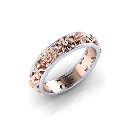 Contrast Color Rose Gold Flower Ring Band Ringen voor Dames Kerstcadeau Will en Sandy Drop Ship