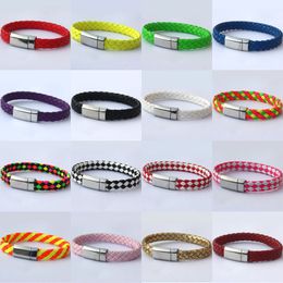 Contrast Kleur Simple Weave Braid Bracelet Bangle Cuff Polsand PU Lederen armbanden voor vrouwelijke mannen Mode Jewelry Will en Sandy Black White Red