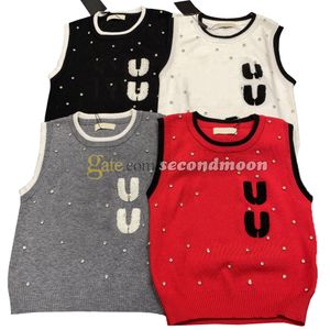 Camiseta sin mangas de Color contrastante para mujer, chaleco brillante con diamantes de imitación, Tops tejidos de marca de lujo, chalecos sin mangas