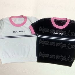 Contrasterende kleur dames gebreid T-shirt Luxe gebreide trui Tops met korte mouwen Causual Daily Designer Shirts Jumpers