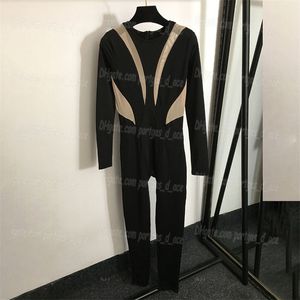 Contrast Kleur Women Rompers Luxe ontwerper Zwarte jumpsuits Leerpakje Leotard Jumpsuit Woman Casual Playsuit Bodysuit