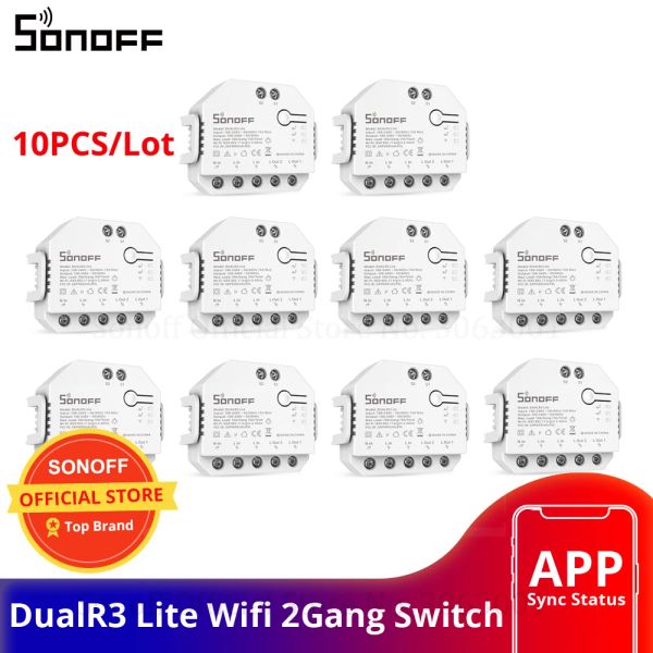Contrôle 1/20pcs Sonoff dualr3 Lite DIY Smart Switch Mini WiFi Dual Relay Two Way Control Smart Timing Voice for Smart Home-Automation