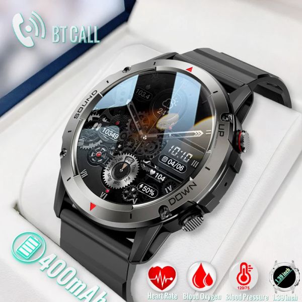 Control 1.39 '' Round Smart Watch Men Tactical Military para Android Xiaomi IOS Waterproof Watch Sports Smartwatch Bluetooth Call