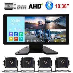 Controle 10,36 inch Ips touchscreen automonitor 4ch bewakingscamera Ahd 1080p kleur nachtvoertuig cam-systemen parkeervideorecorder