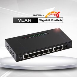 Contrôle 1000 Mbps 8port Gigabit Switch Ethernet Vlan Hub Internet Splitter 1g Smart VLAN Network Switch Gigabit RJ45 pour PC Home Office