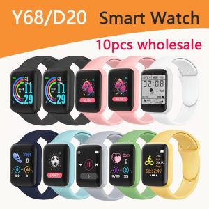 Controle 10stcs Y68/D20 Smart Watch D20S 1,44 inch Put Photo Music Control Fitness Tracker Women Men Smart Watch PK Y78 D30