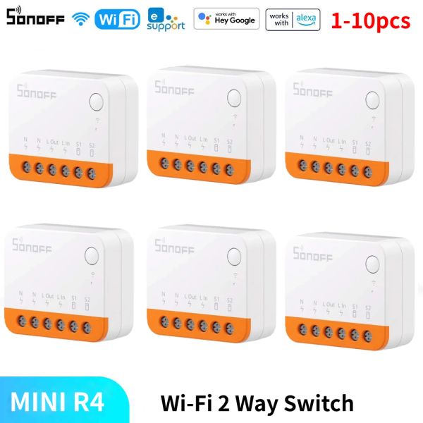 Contrôle 110pcs Sonoff Mini R4 WiFi Switch Module 2 Way Switch Mini Extreme Smart Home App ewelink Remot Control Alexa Google Home Alice