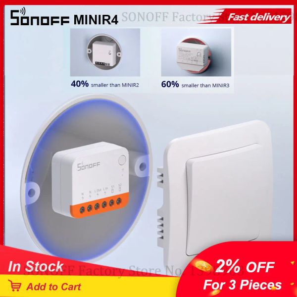 Contrôle 110pcs Sonoff Minir4 WiFi Switch Mini Extreme Smart Home Module WiFi Relay Voice Control avec Alexa Google Home Alice