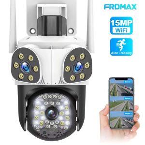 Contrôle 15MP WiFi IP Camera Three Lens 4x Zoom Outdoor Security Security Camera Smart Security Protection PTZ CCTV SAFFICATION CAMERA