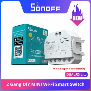 Controle 15pcs Sonoff Dual R3 Lite Dual Relay Module DIY Mini Smart Switch 2way Control Timing via Ewelink Alexa Google Smart Home