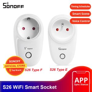 CONTRÔLE 15PCS SONOFF S26 EU WiFi Smart Socket Power Switch Eu E / F Plug App / Voci Remote Control Socket Socket Outlet Timing With Alexa