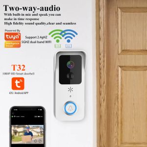 Contrôle 2,4G / 5G WiFi Video Doorbell 1080p Tuya mobile application Intercom Immasproof Wireless Camera Tuya Smart Home Camera