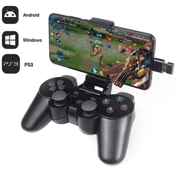 Control 2.4G Controlador inalámbrico GamePad Android Joystick Joypad con convertidor OTG para PS3 / teléfono inteligente para tableta Box de televisión inteligente