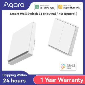 Control 2022 Nuevo Aqara Smart Wall Switch E1 Zigbee 3.0 Interruptor de luz inalámbrico Tecla No / con cable de fuego neutro para Xiaomi Mi Home Homekit