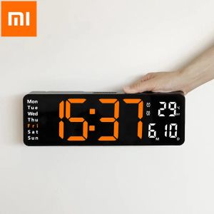 Control 2022 Xiaomi Mijia 13 pulgadas LED grande Reloj de pared digital Temp Fecha Semana Pantalla Memoria Mesa Montado en la pared Alarmas electrónicas Relojes