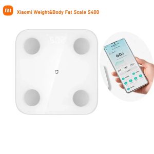 Contrôle 2023 Xiaomi Mi balance intelligente de graisse corporelle S400 poids balance de salle de bain Test BMR fréquence cardiaque affichage LED caché maison intelligente Mi Fit APP