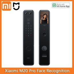 Control 2023 Xiaomi Smart Door Lock M20 Pro Face Recognition Fingerprint Bluetooth NFC -ontgrendeling voor Mihome met kattenoog Visueel scherm