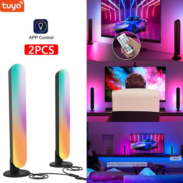 CONTRÔLE 2PCS TUYA SMART WIFI + BLE Musique numérique Digital LED Les barres de lumière LED intelligente fonctionnent avec Alexa Google Home Play Light Bar pour PC Room