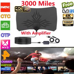 Contrôle 3000 miles 8k Antenne numérique DVBT2 TV avec amplificateur Booster 1080p Aérien pour l'antenne de voiture en plein air RV Travel Indoor Smart TV