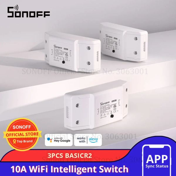 Contrôle 3pcs Sonoff Basic 10A WiFi Smart Switch Switch Switch Switch Wireless Power Switch Intelligent Universal DIY WiFi Fonctionner avec Alexa